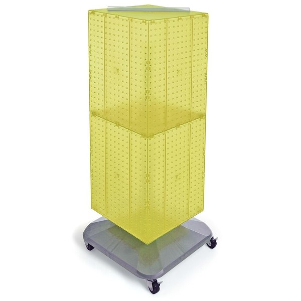 Azar Displays Four-Sided Pegboard Tower Revolving Display Panel Size 14"W x 40"H 701436-YEL